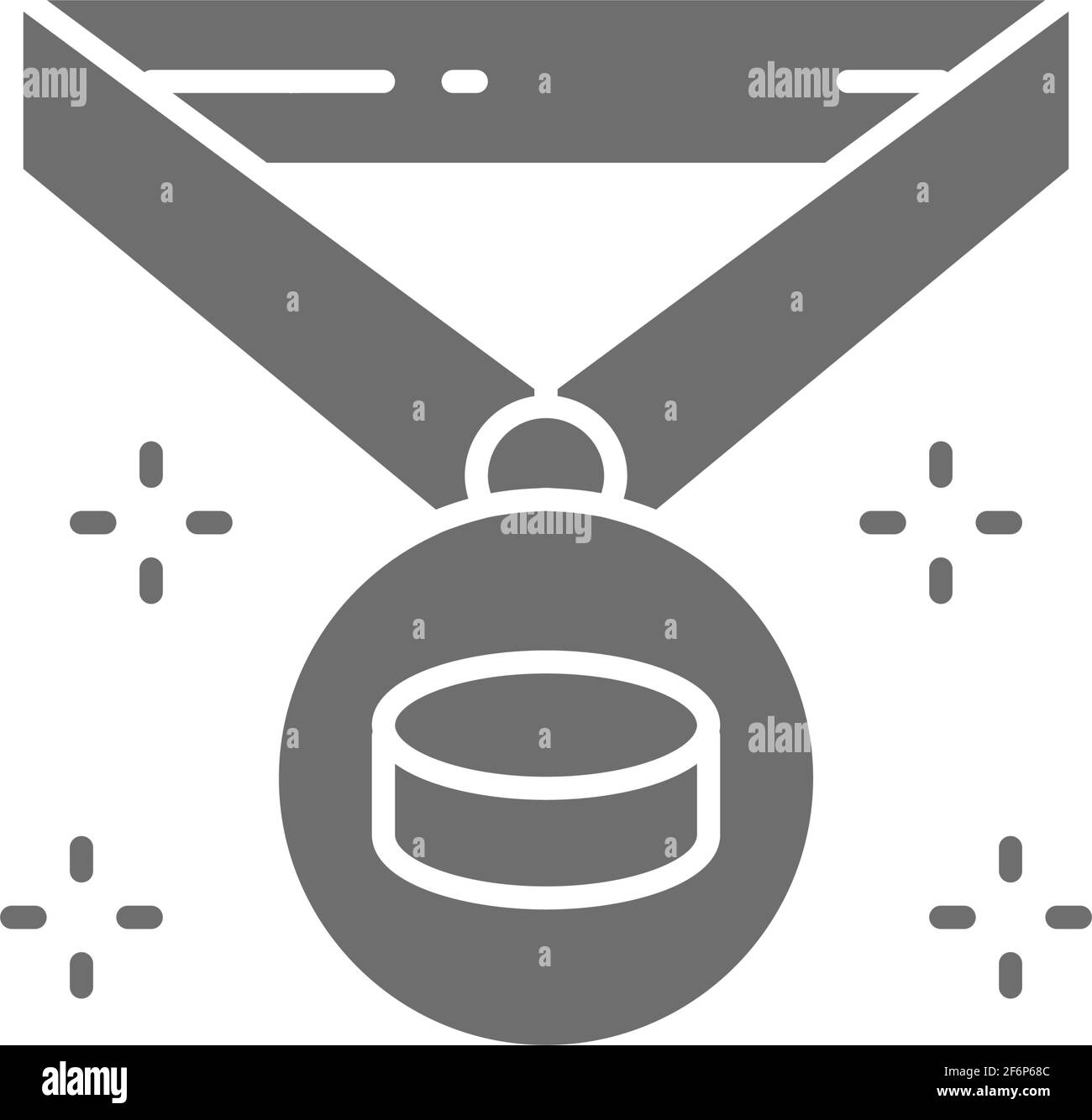 Hockey champion medal, winner award, trophy gray icon Stock Vector ...