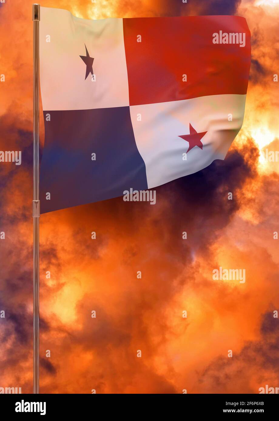 Panama flag with sky background. Waving banner. National flag of Panama Stock Photo Alamy