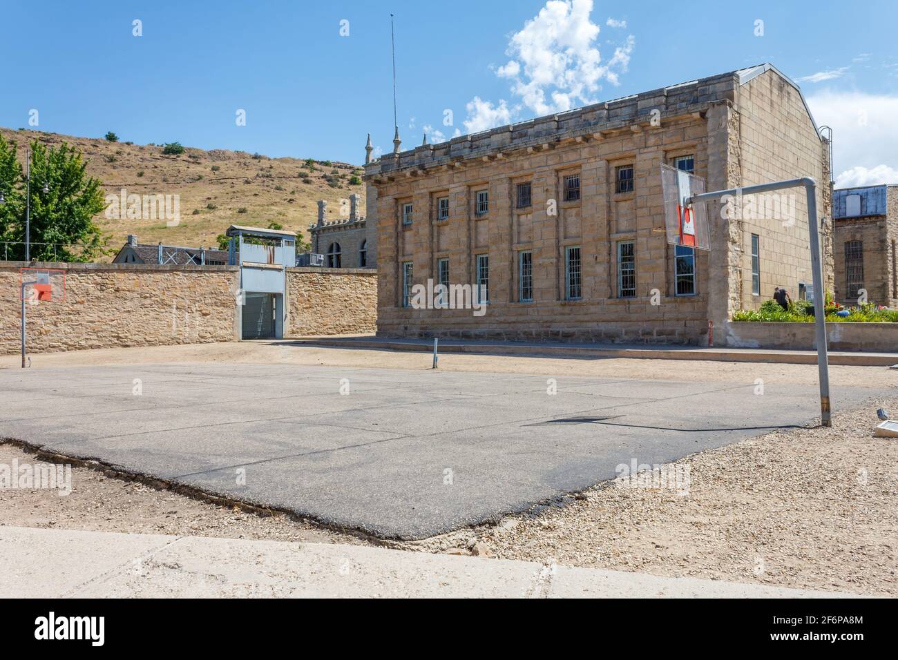 Old Idaho Penitentiary Site in Boise, ID - Historic pre-Colonial territory prison for convicted felons and murderers of 1800's - 1970's, haunted site Stock Photo