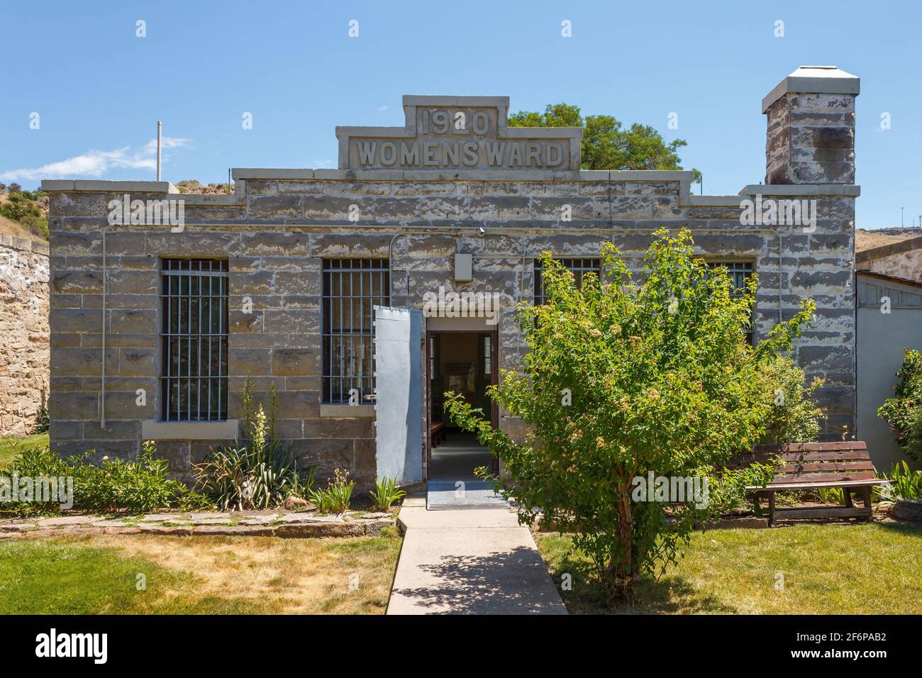 Old Idaho Penitentiary Site in Boise, ID - Historic pre-Colonial territory prison for convicted felons and murderers of 1800's - 1970's, haunted site Stock Photo