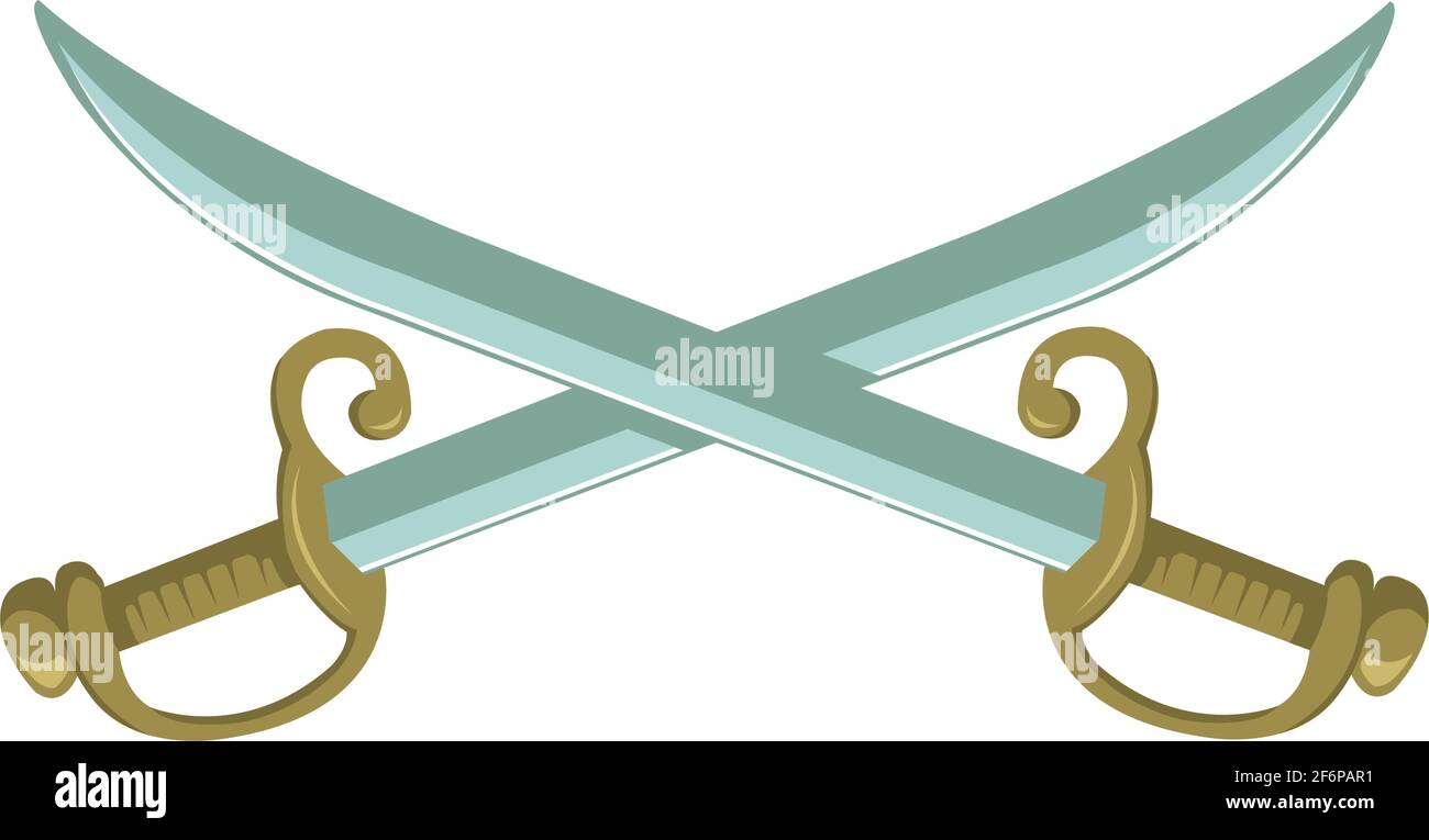 Two realistic crossed swords with golden handle Vector Image