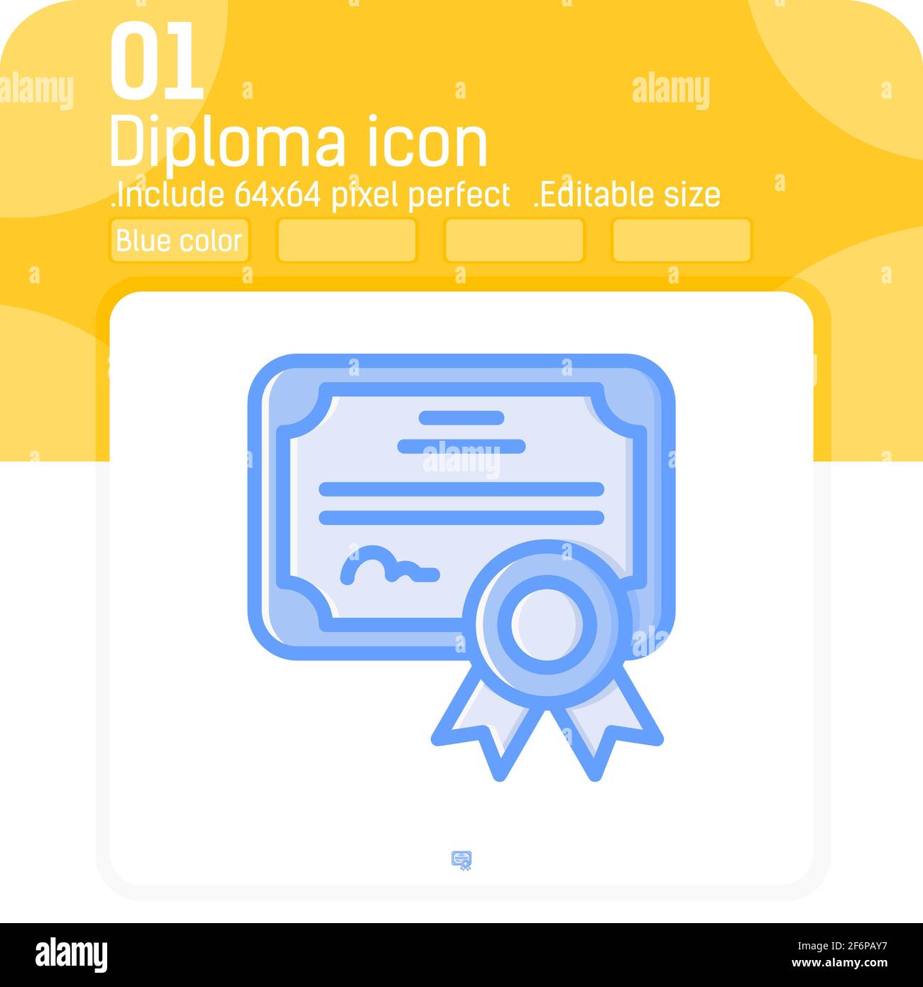 Diploma vector icon with high quality blue outline style isolated on white background. Illustration certificate sign symbol icon for web, ui, ux, web Stock Vector