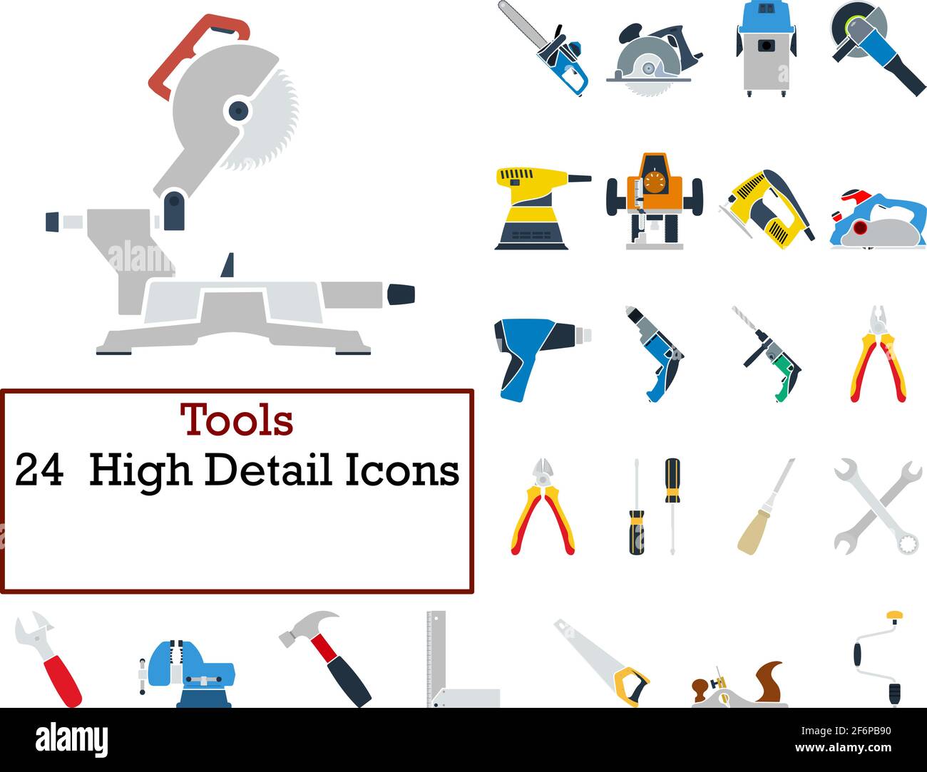 Tools Icon Set. Flat Design. Fully editable vector illustration. Text ...