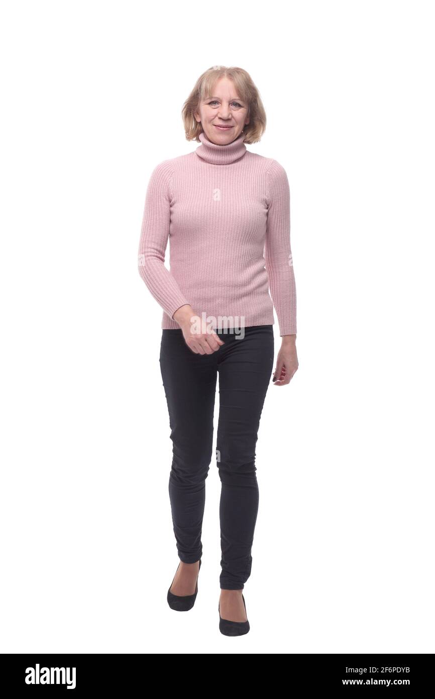 Business woman walking isolated over a white background Stock Photo - Alamy