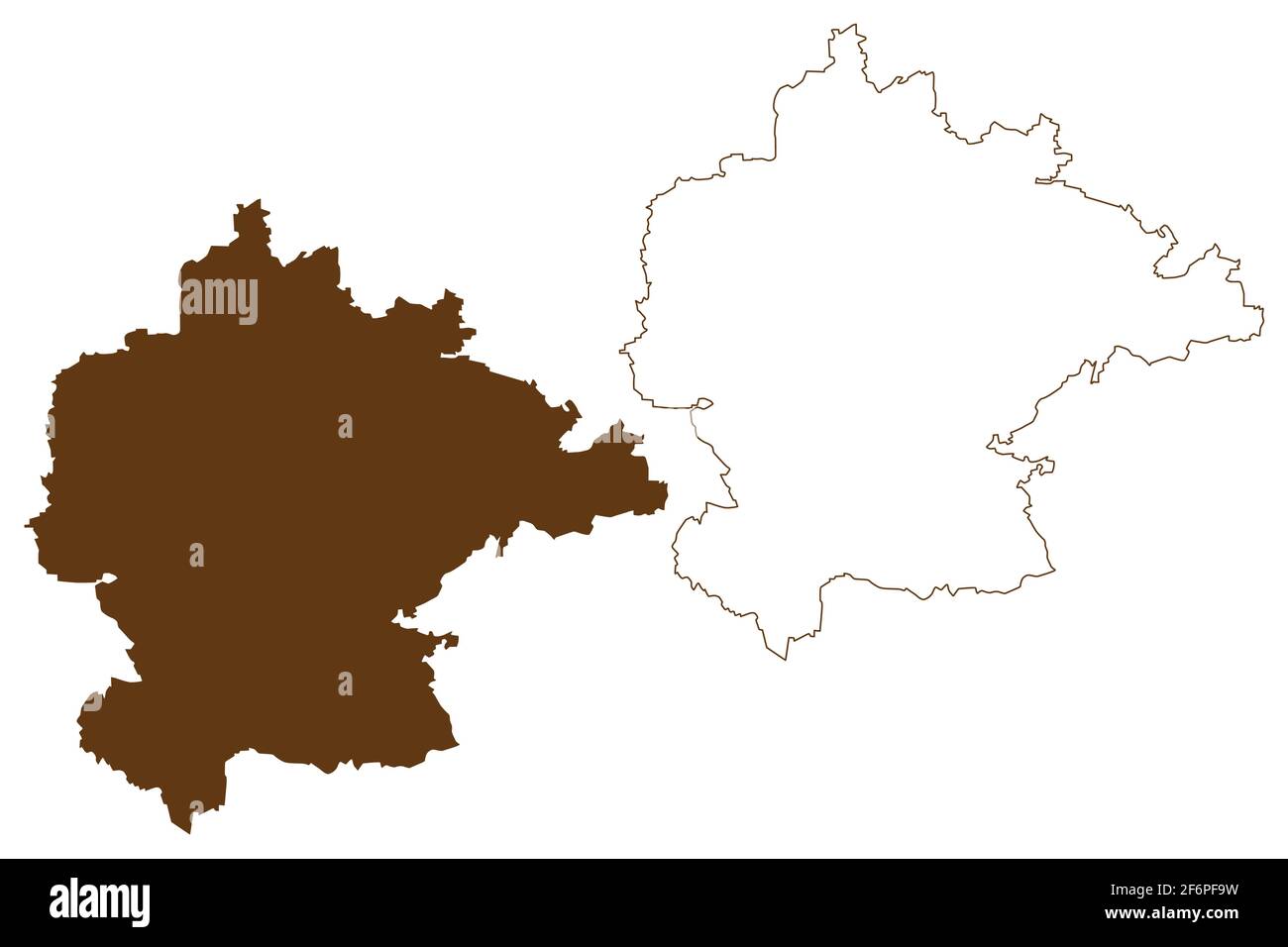 Kitzingen district (Federal Republic of Germany, rural district Lower Franconia, Free State of Bavaria) map vector illustration, scribble sketch Kitzi Stock Vector