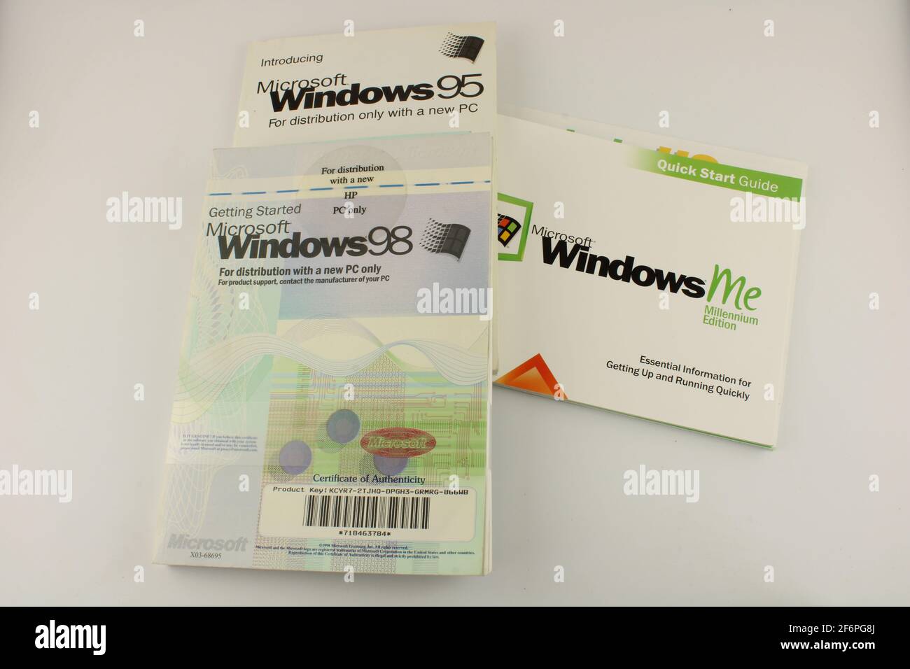Instruction books for windows 95, 98 and Windows ME Stock Photo
