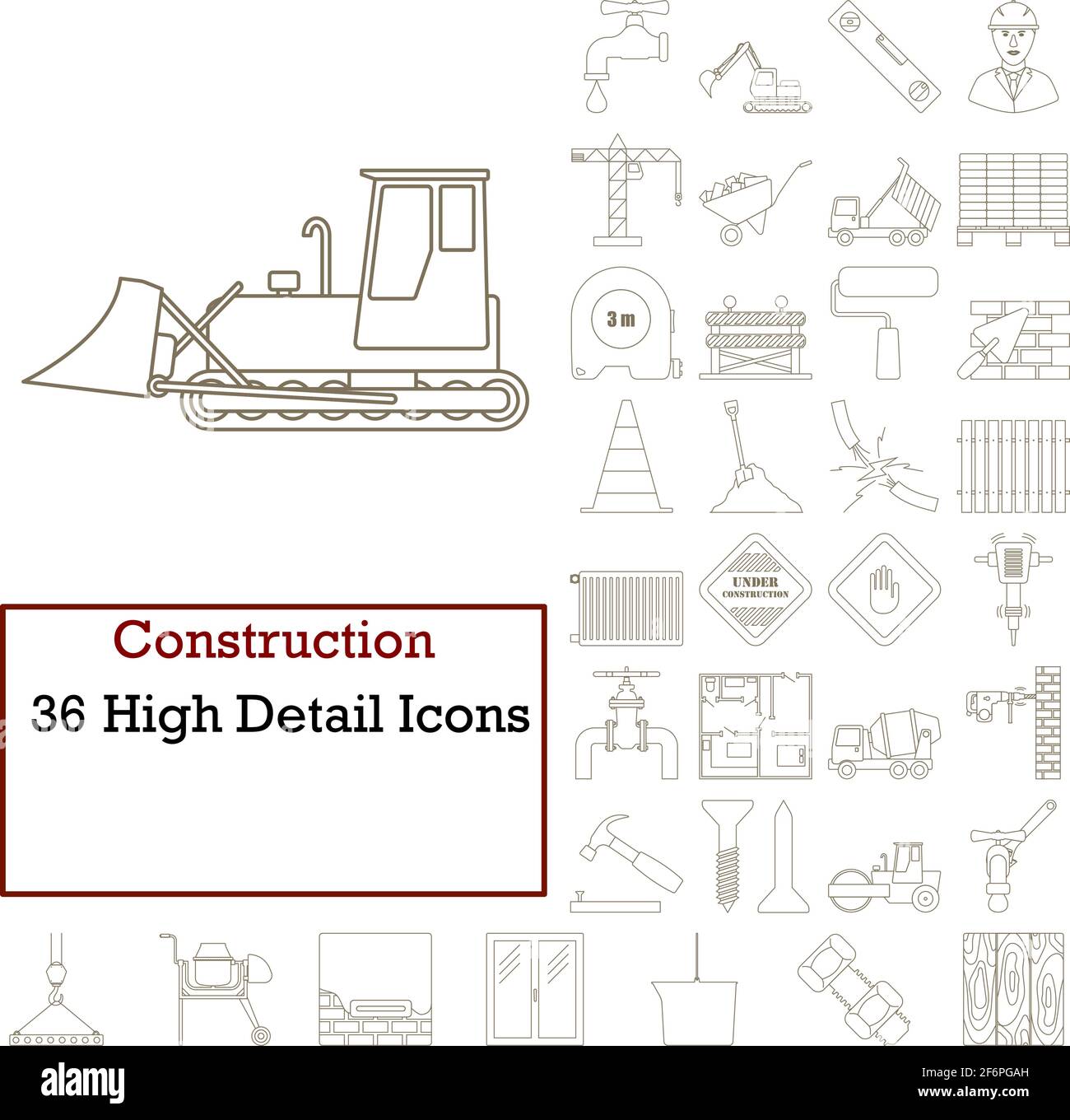 Construction Icon Set. Thin Editable Stroke Line Without Filling Design ...
