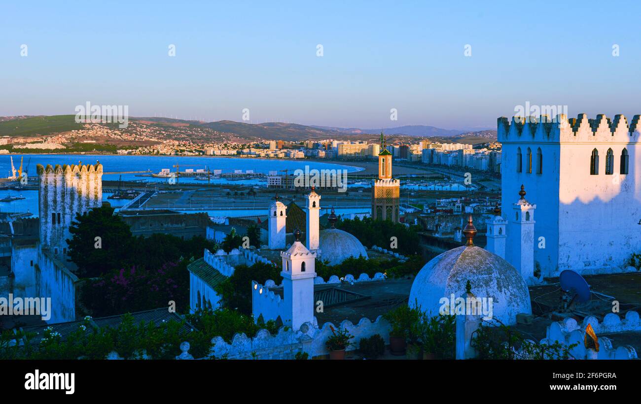 View over Kasbah to Tangier, Tangier, Morocco, North Africa, Africa Stock Photo