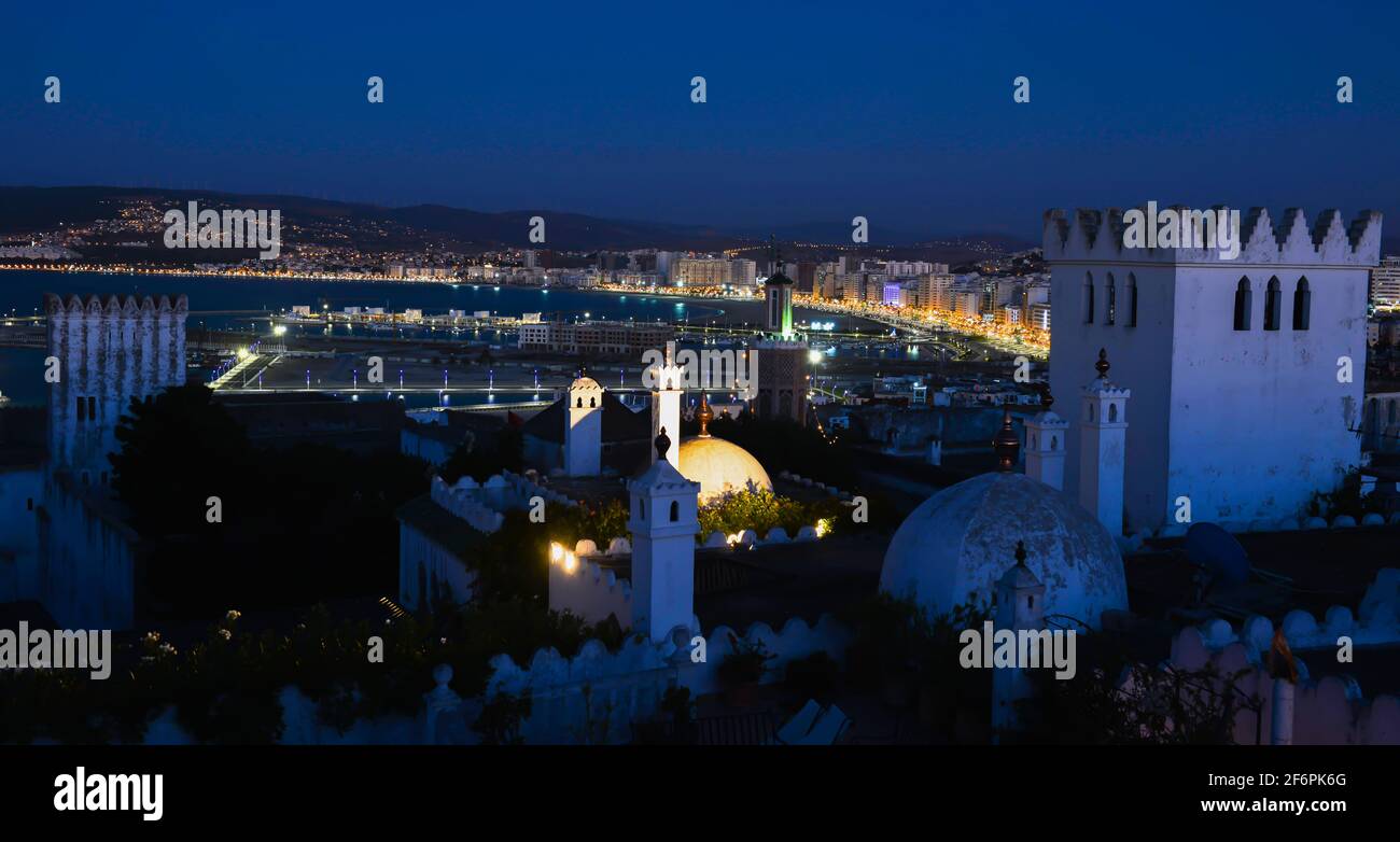 View over Kasbah to Tangier, Tangier, Morocco, North Africa, Africa Stock Photo