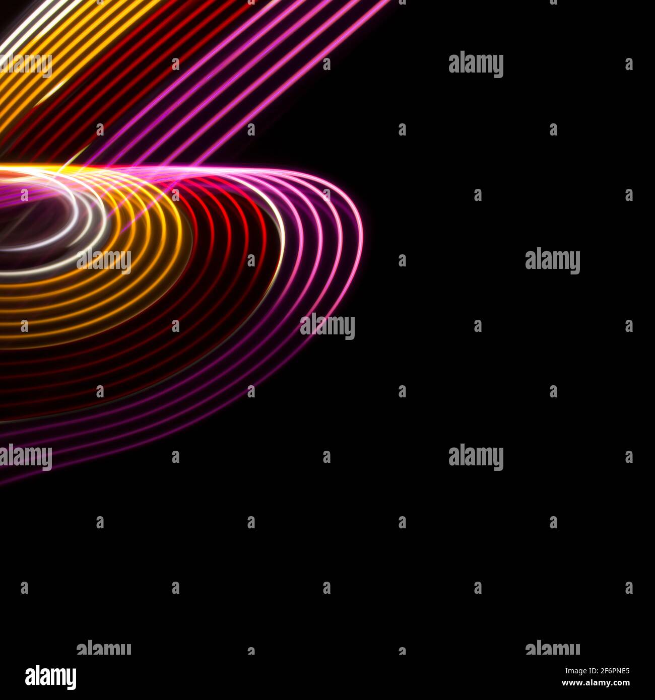 Yellow, red and pink light curve lines on a black background Stock ...
