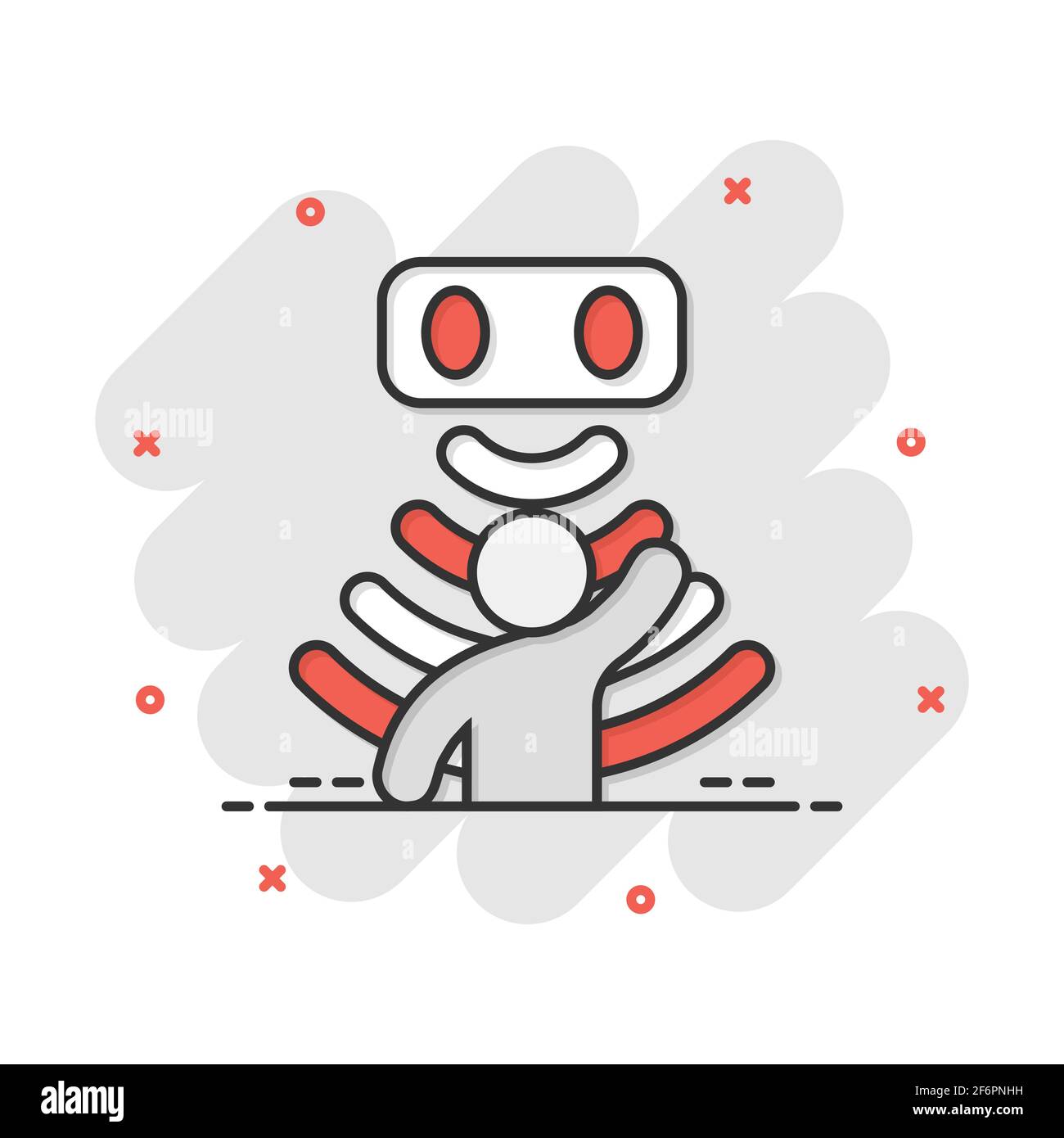 Motion sensor icon in comic style. Sensor waves with man vector cartoon