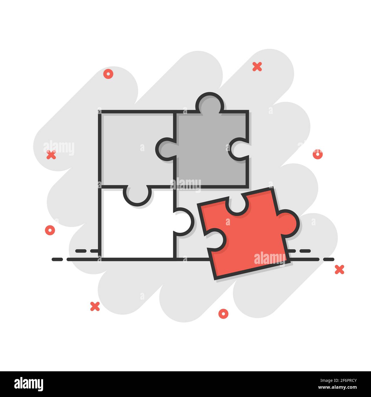 Puzzle compatible icon in comic style. Jigsaw agreement vector cartoon ...