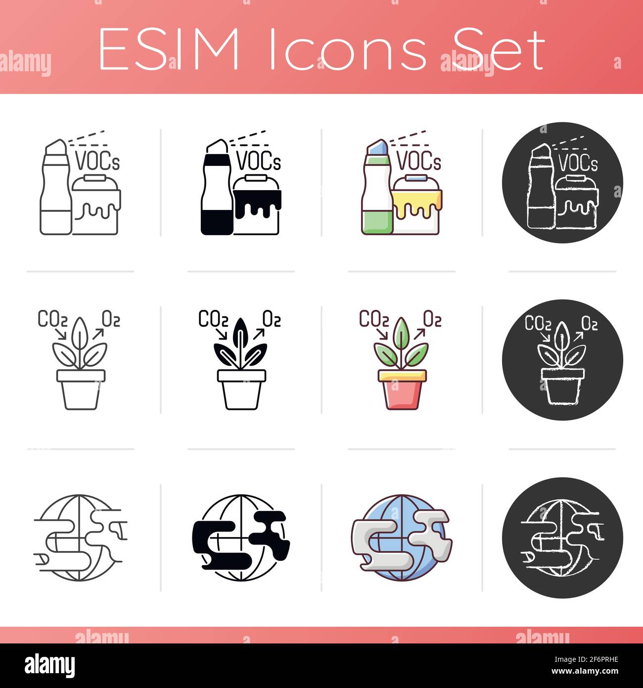 Air pollution icons set Stock Vector