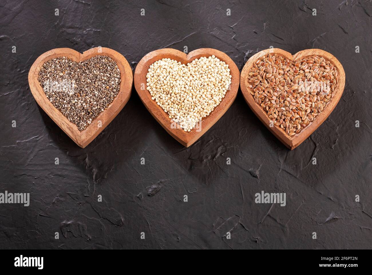 Quinoa, flaxseed and chia Organic seeds. Superfoods Stock Photo Alamy
