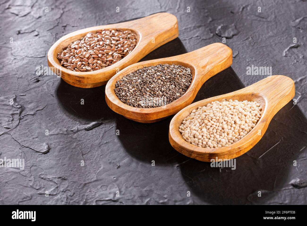 Image showcasing Quinoa, flaxseed and chia - Organic seeds. Superfoods Stock Photo - Alamy