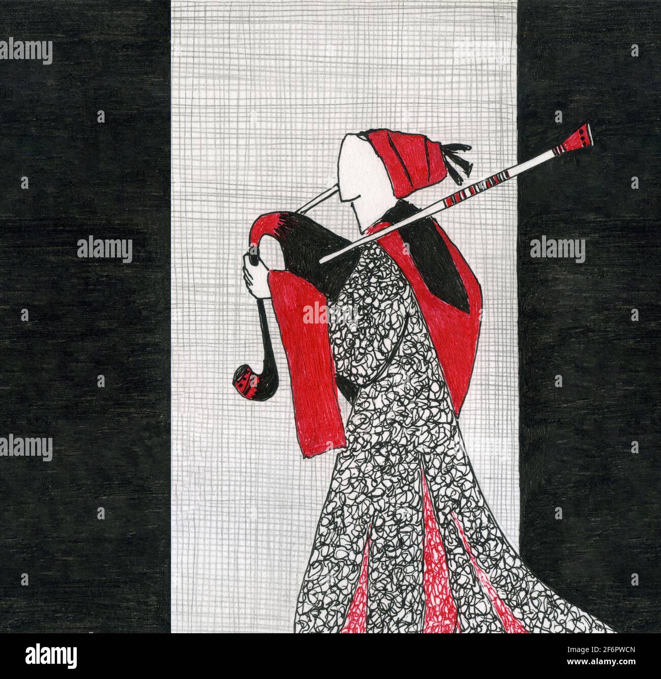 Medieval music hand drawn illustration. Historical dressed musicians