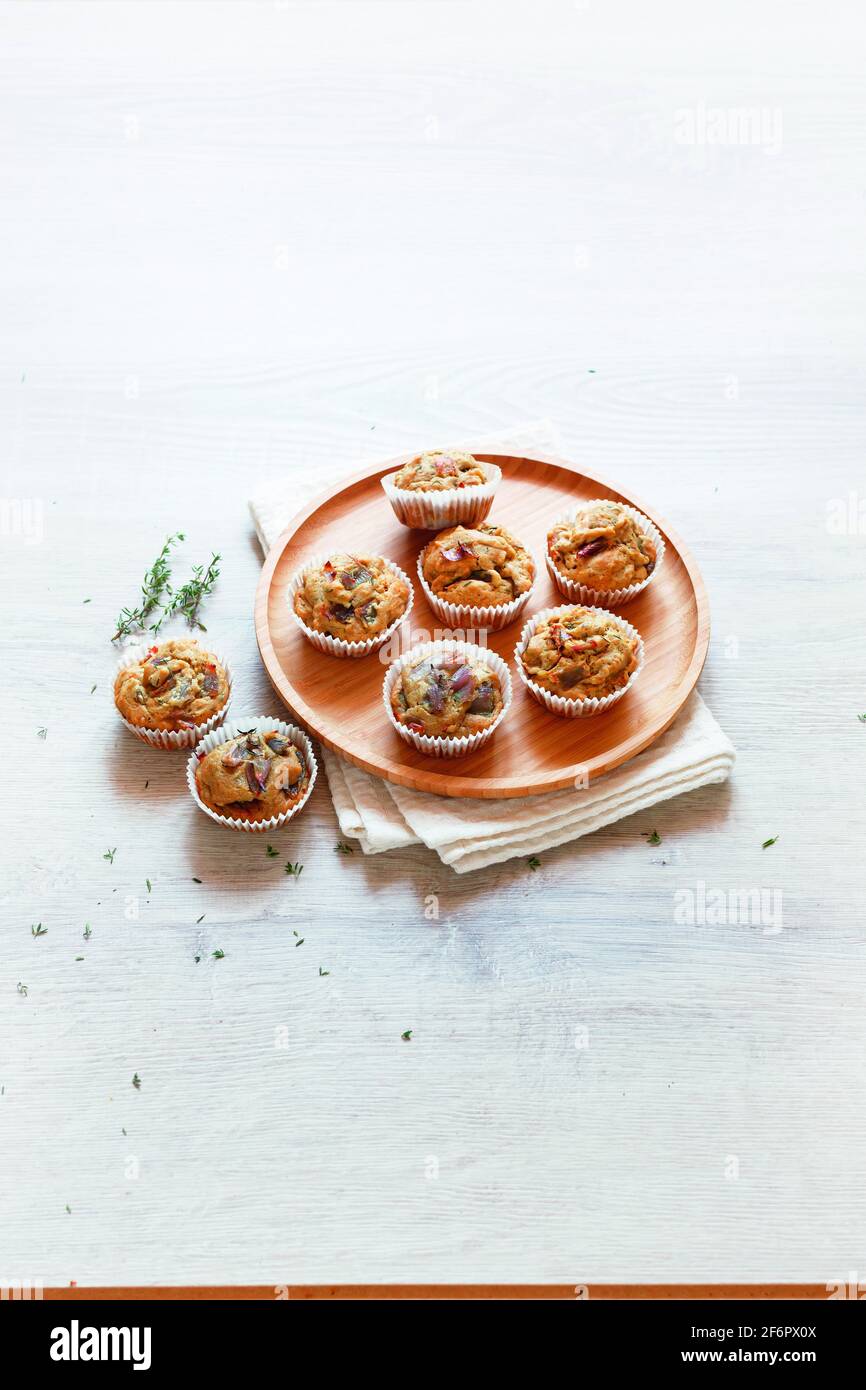 Savory pies with shallot and thyme Stock Photo