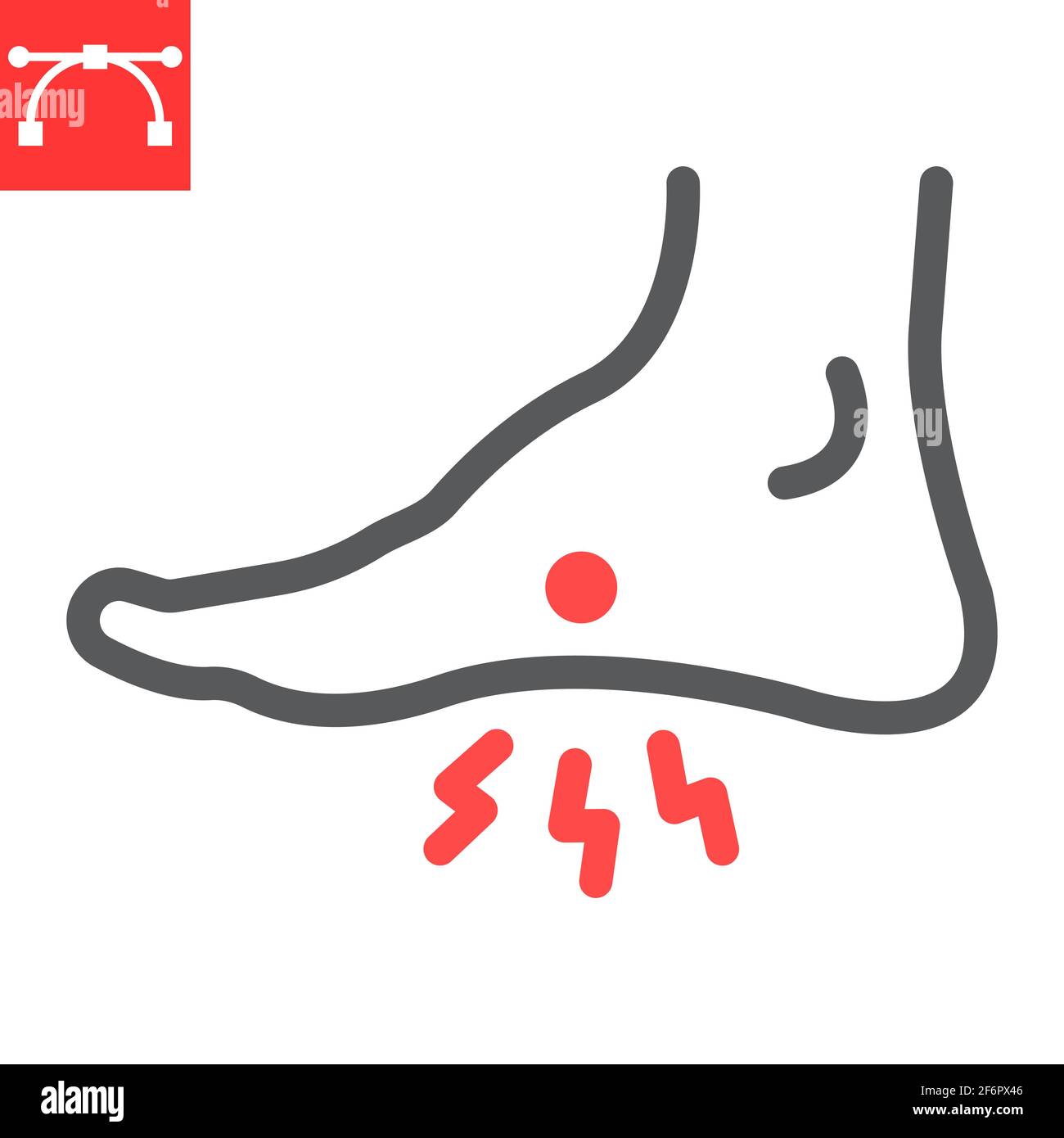 Foot pain line icon, painful and leg, foot ache vector icon, vector