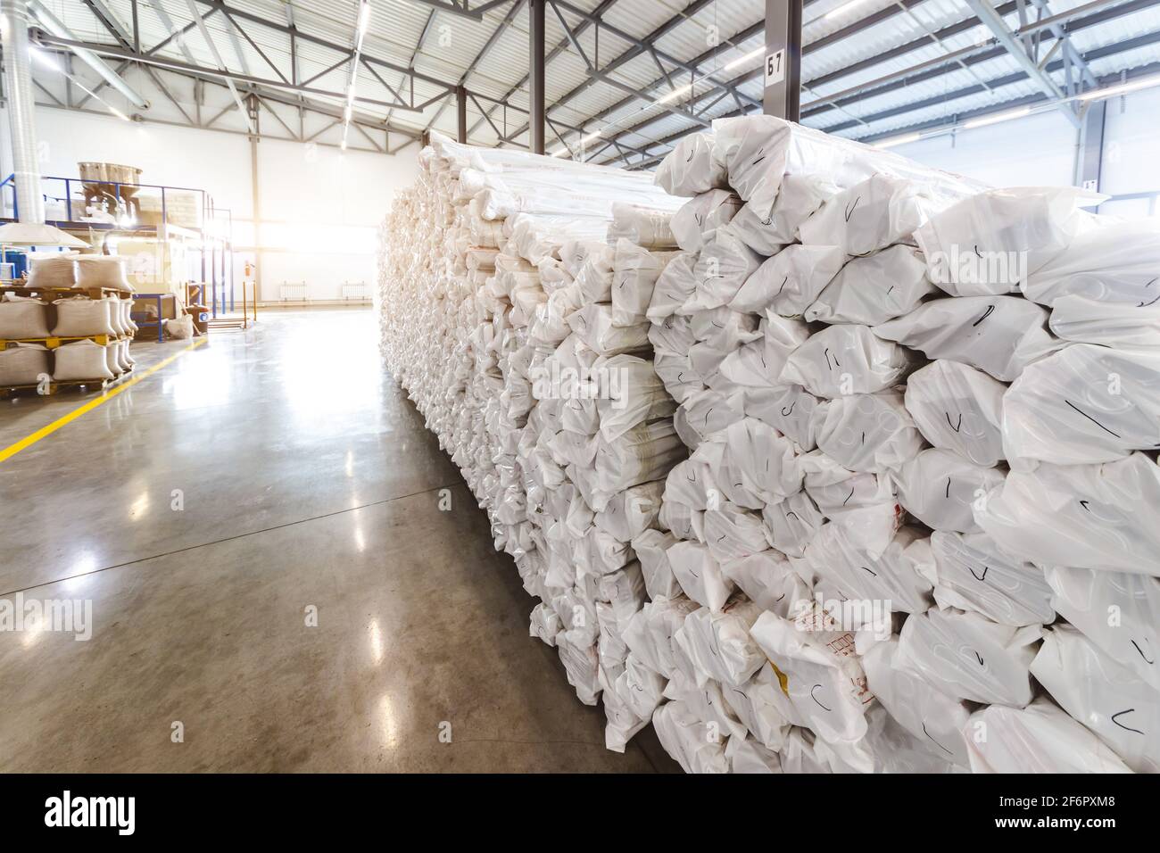 Warehousing of finished products for shipment to consumers at the factory. Stock Photo