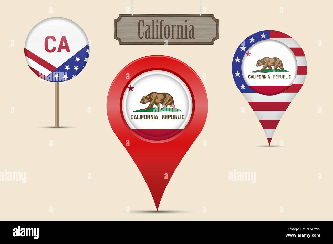 CALIFORNIA 3D SIGN Stars and Stripes CALIFORNIA 3D SIGN 