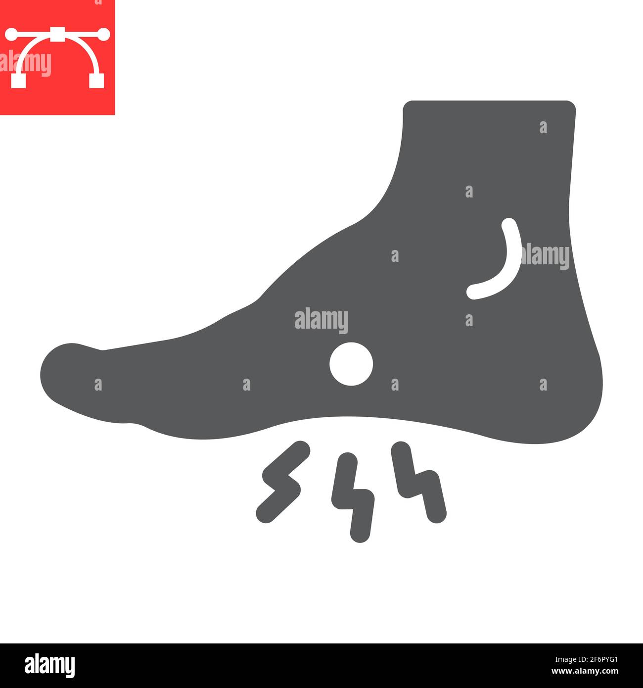 Foot pain glyph icon, painful and leg, foot ache vector icon, vector