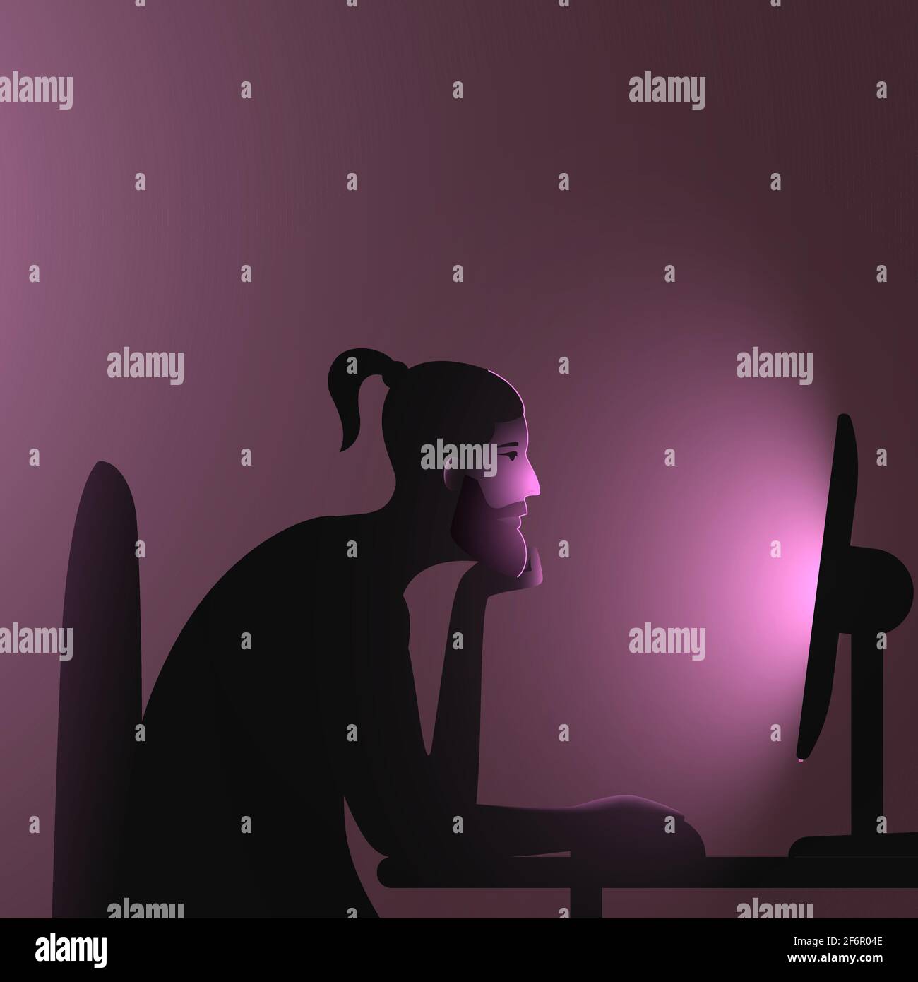 Computer addiction dark home Stock Vector Images - Alamy