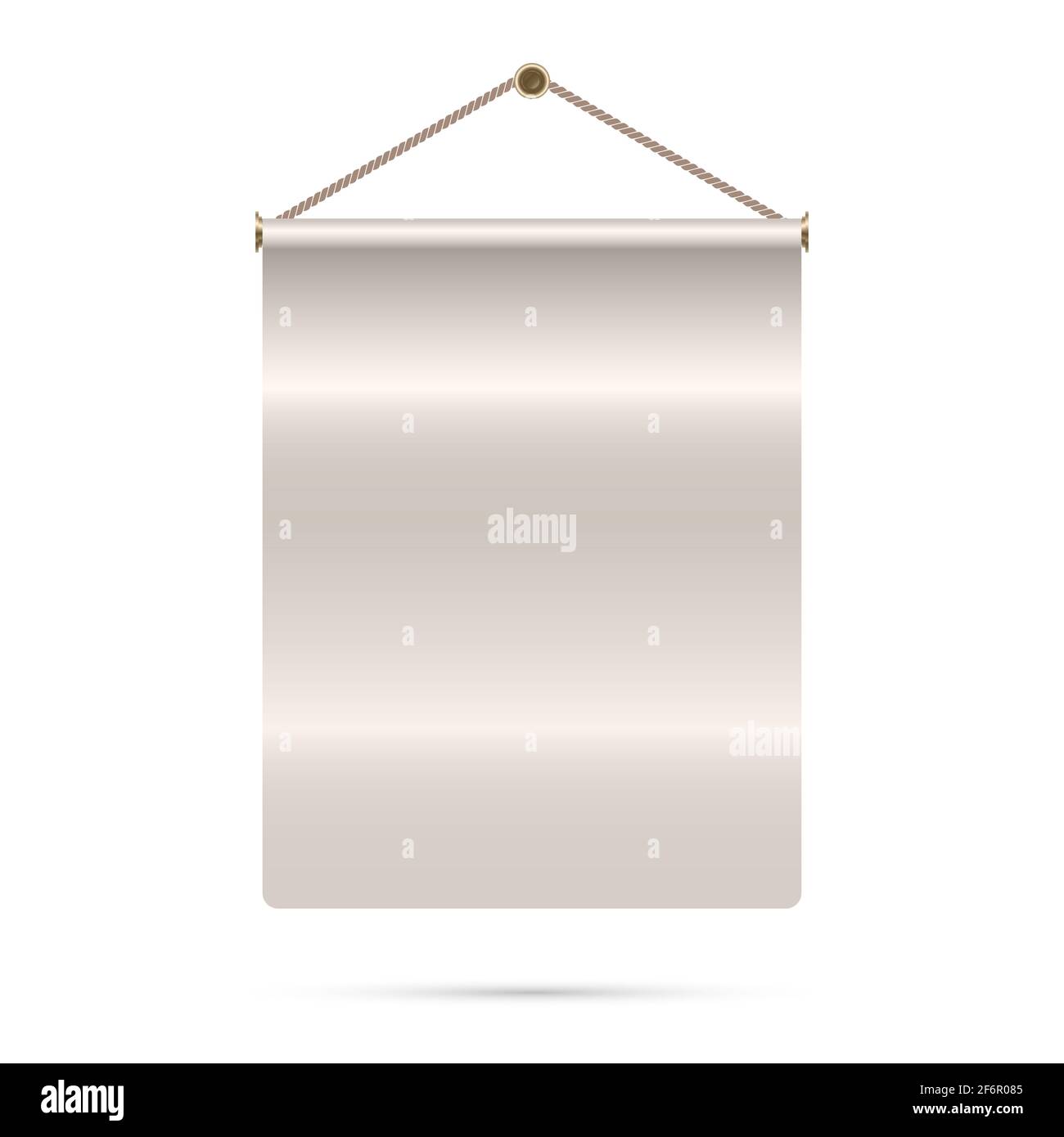 Oriental paper scroll hanged. Antique old vertical paper scroll hanging on the rope. Bible quote