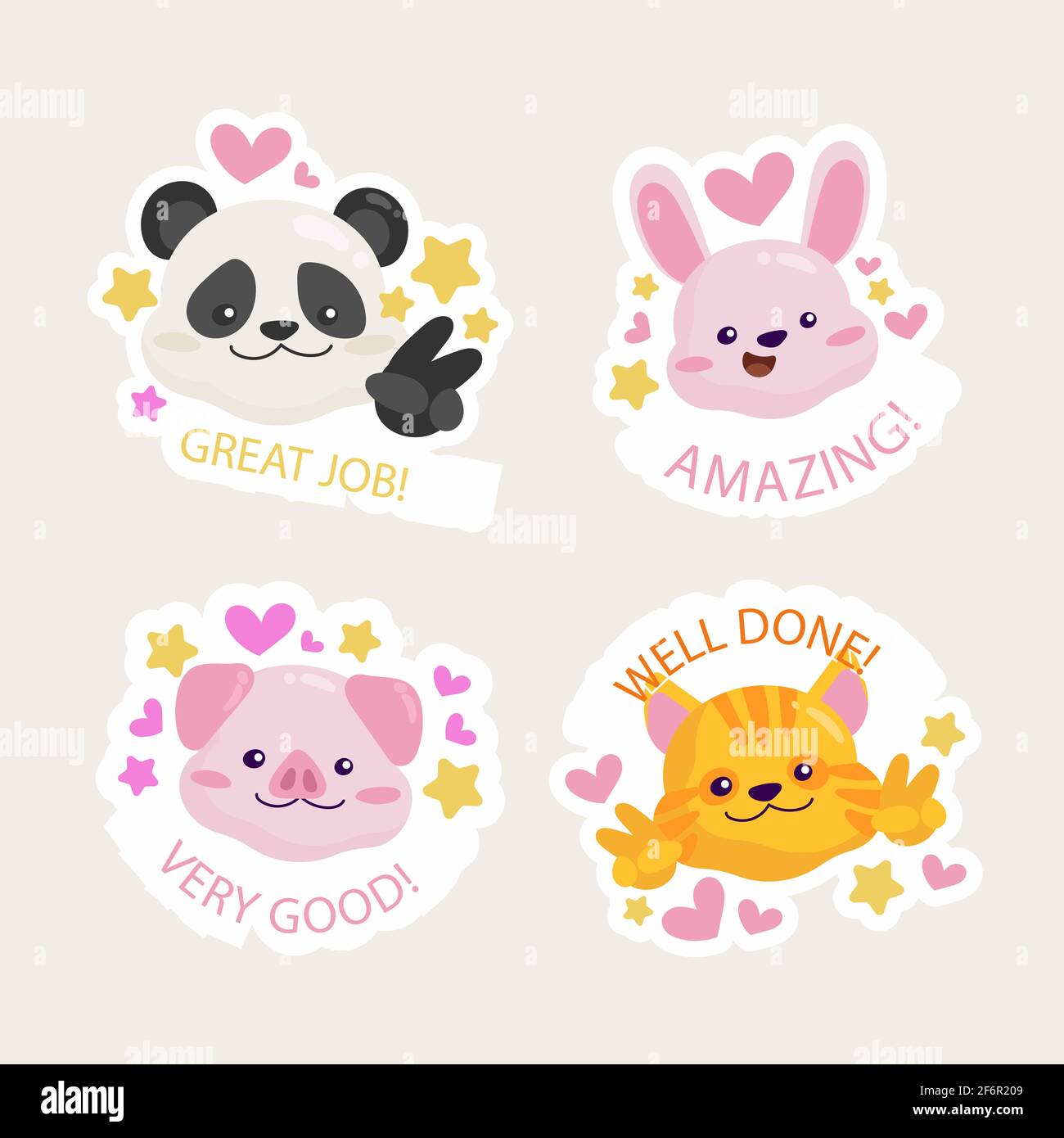 Set of Good Job and Great Job Stickers Vector Illustration. Stock Vector -  Illustration of praise, lettering: 214981041