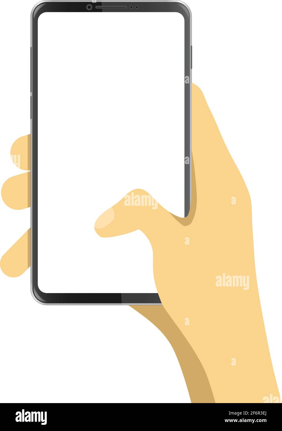 Hand holding smartphone with blank white screen. vector illustration ...