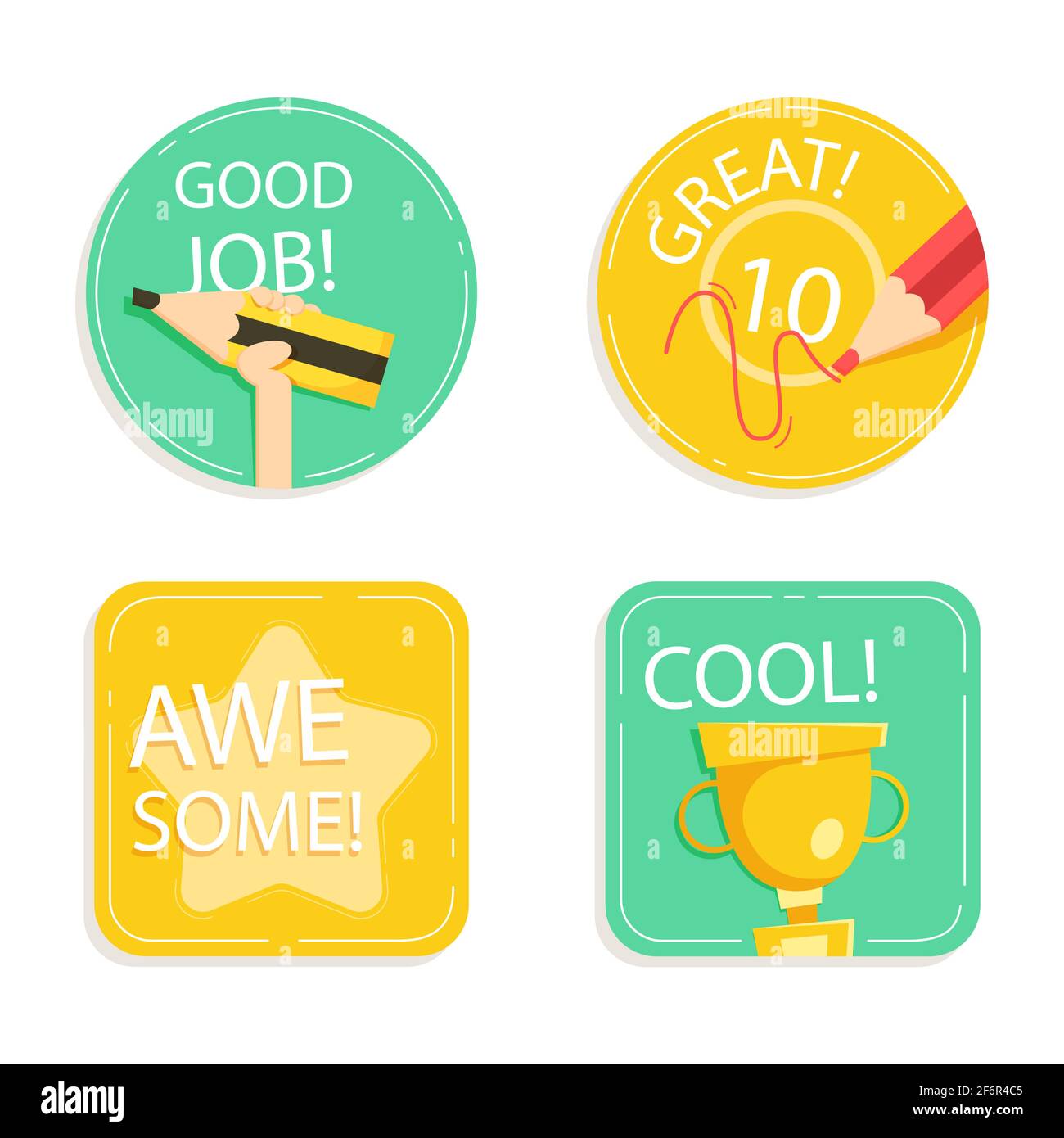 https://c8.alamy.com/comp/2F6R4C5/set-of-good-job-and-great-job-stickers-vector-illustration-2F6R4C5.jpg