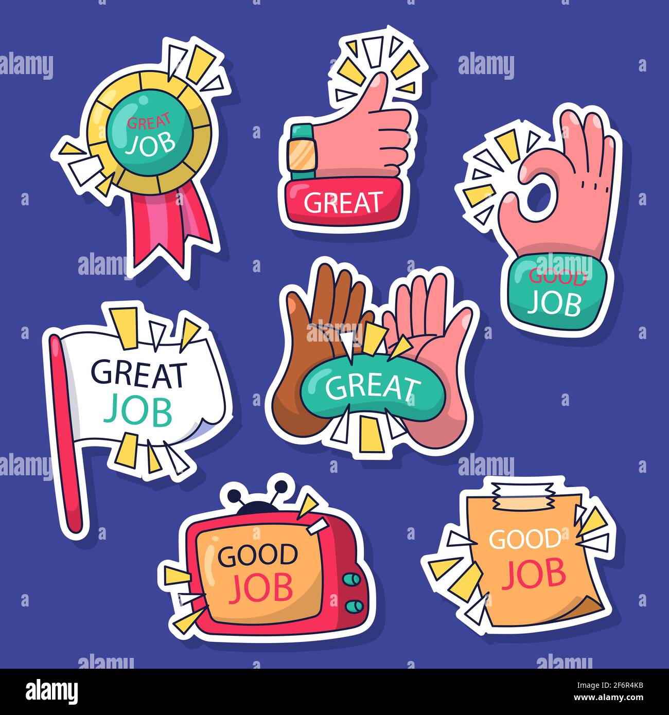 https://c8.alamy.com/comp/2F6R4KB/set-of-good-job-and-great-job-stickers-vector-illustration-2F6R4KB.jpg