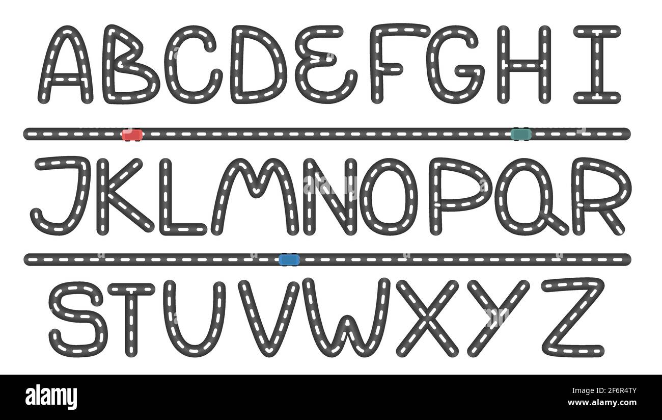 Road alphabet for any design. Vector graphic illustration Stock Vector