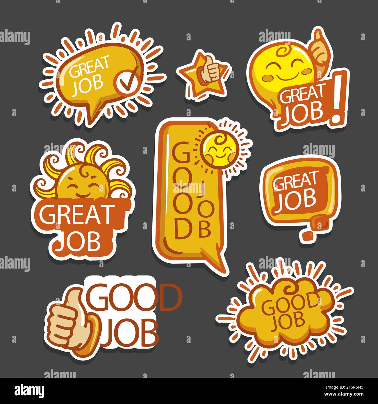 Set of Good Job and Great Job Stickers Vector Illustration. Stock Vector -  Illustration of praise, lettering: 214981041