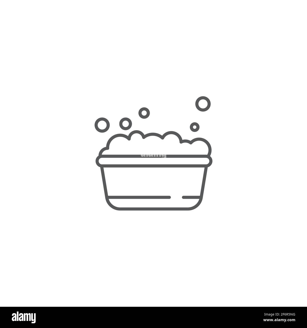 plastic basin with soap suds icon isolated background. Bowl with water