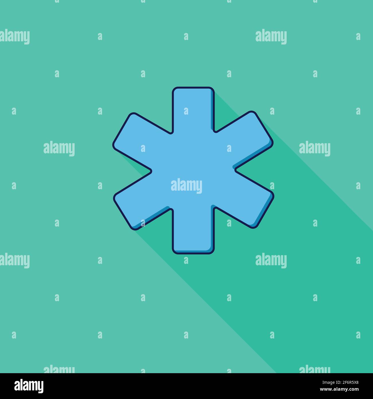 Modern icon medicine, background green and flat style, long shadow Stock Vector