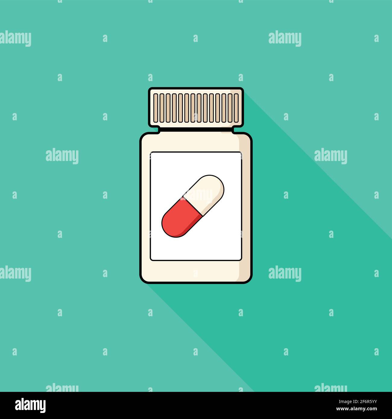 Modern icon jar pills, background green and flat style, medicine, long shadow Stock Vector