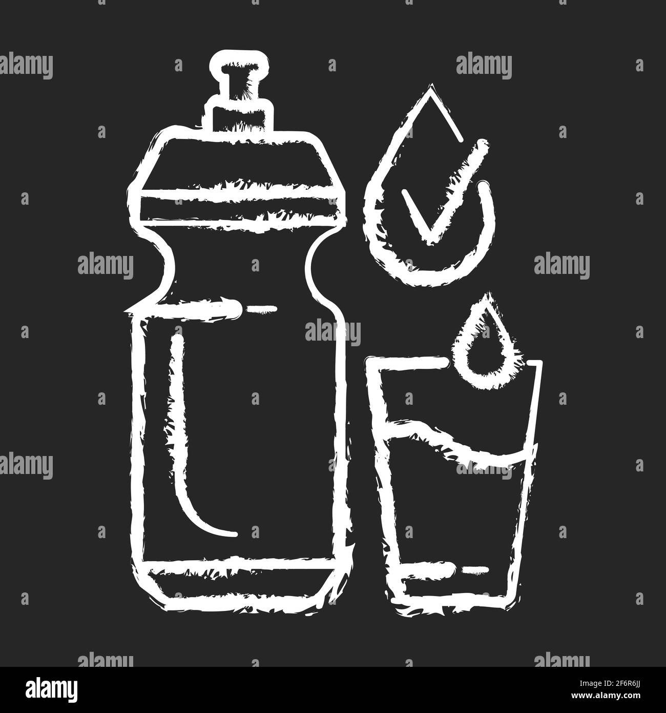 Drinking enough water chalk white icon on black background Stock Vector