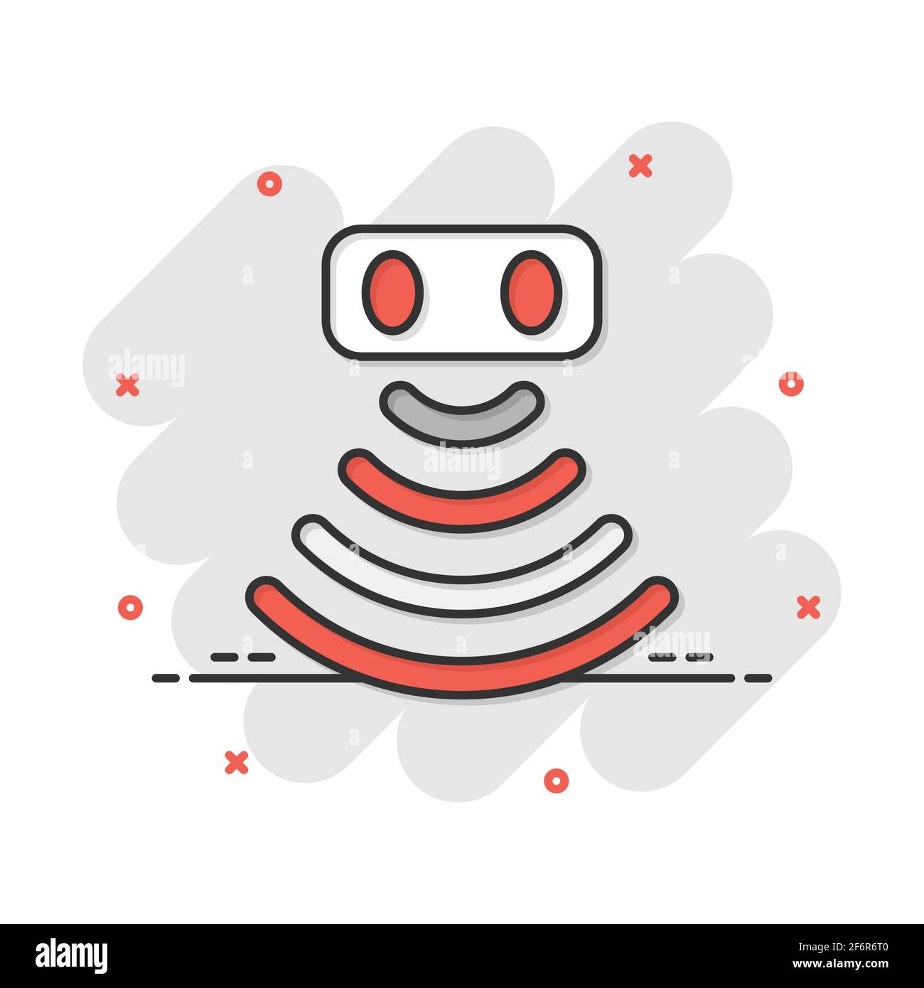 Motion sensor icon in comic style. Sensor waves vector cartoon ...