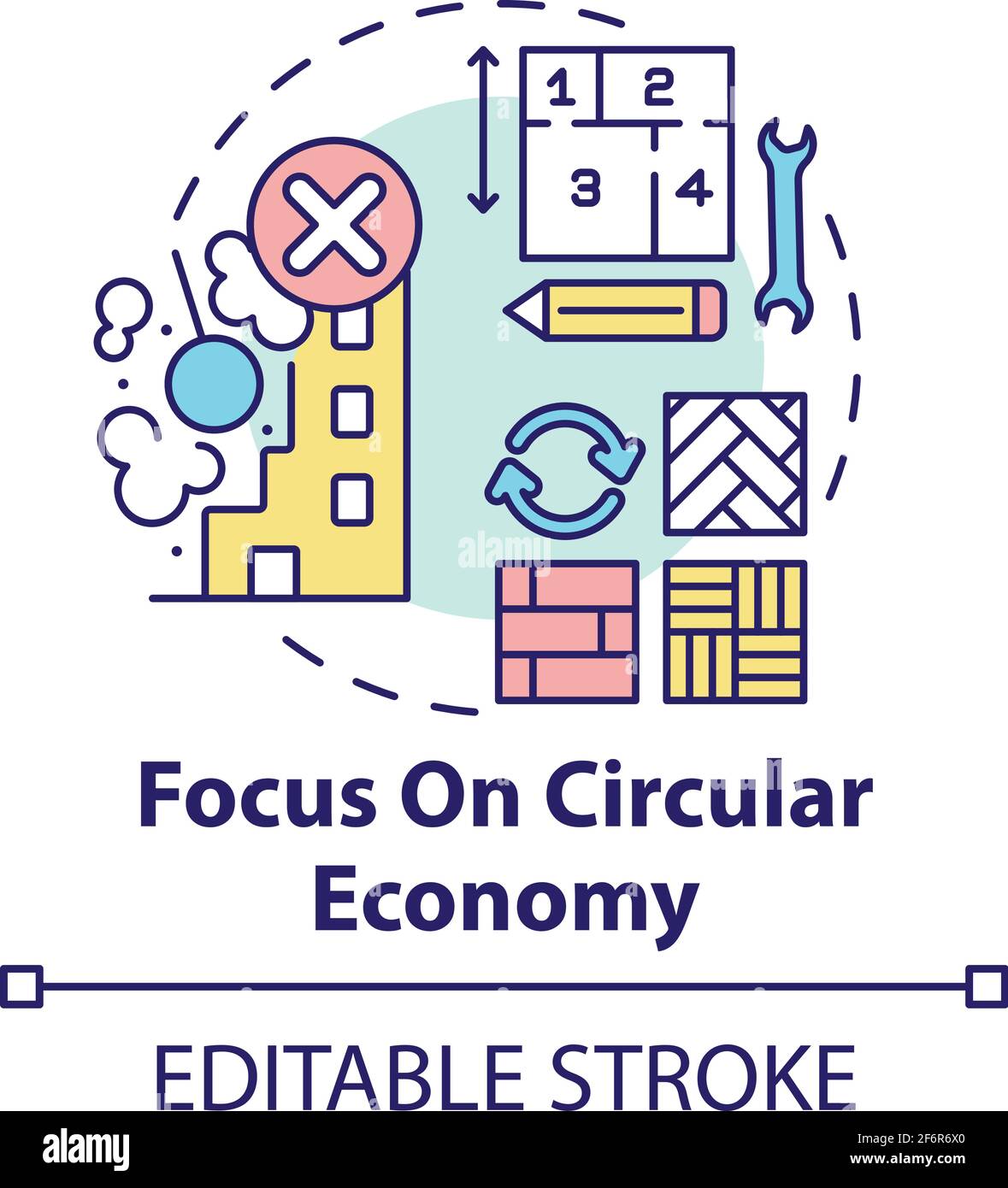 Focusing on circular economy concept icon Stock Vector