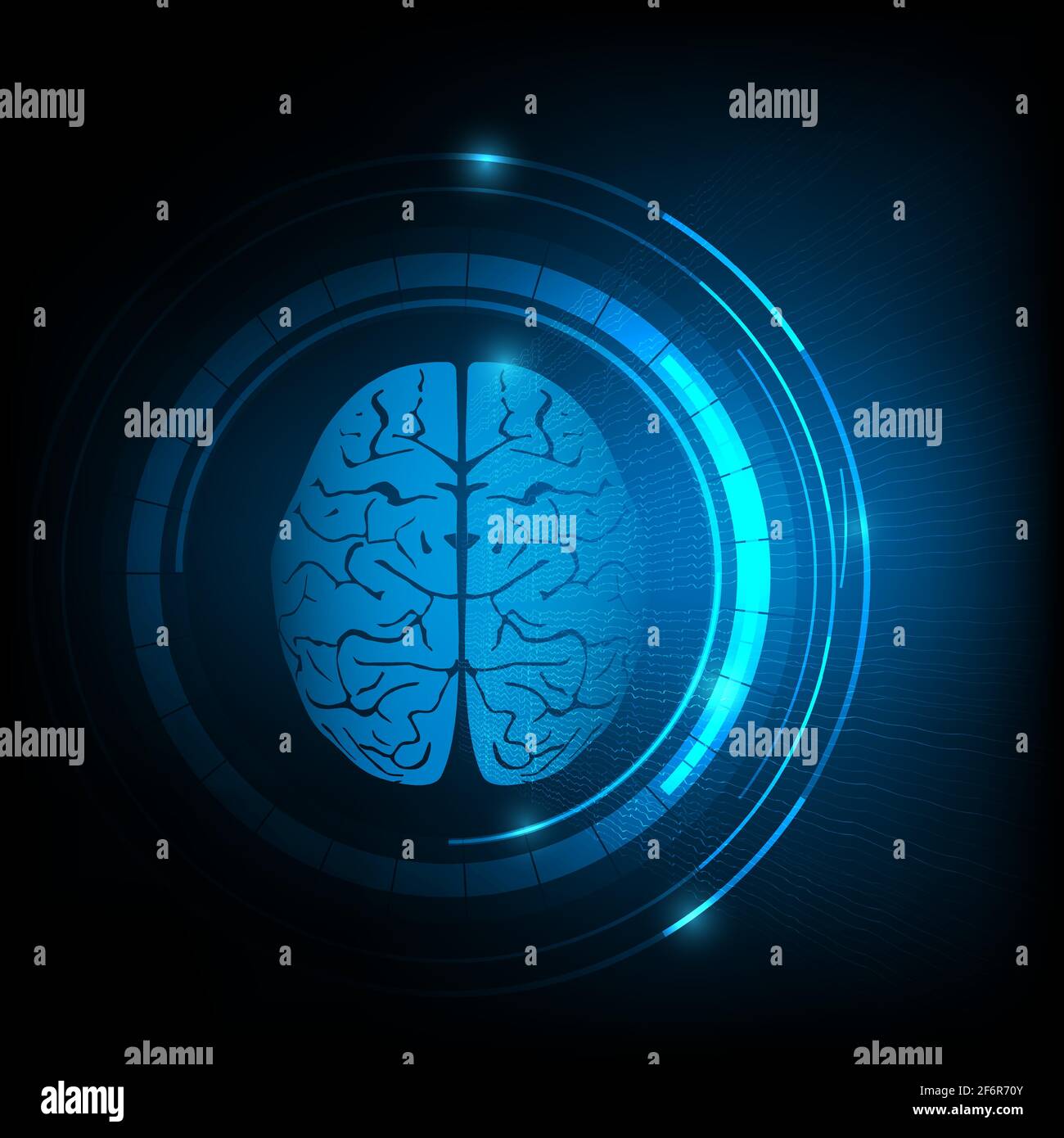 Technology background of human brain and electroencephalogram or brain waves. Vector illustration. Stock Vector