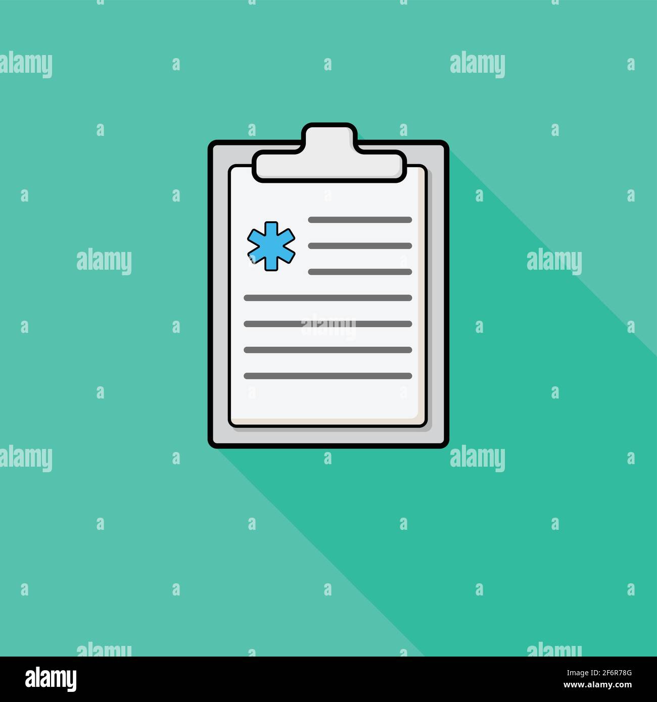 Modern icon medical notes, background green and flat style, urgency, long shadow Stock Vector