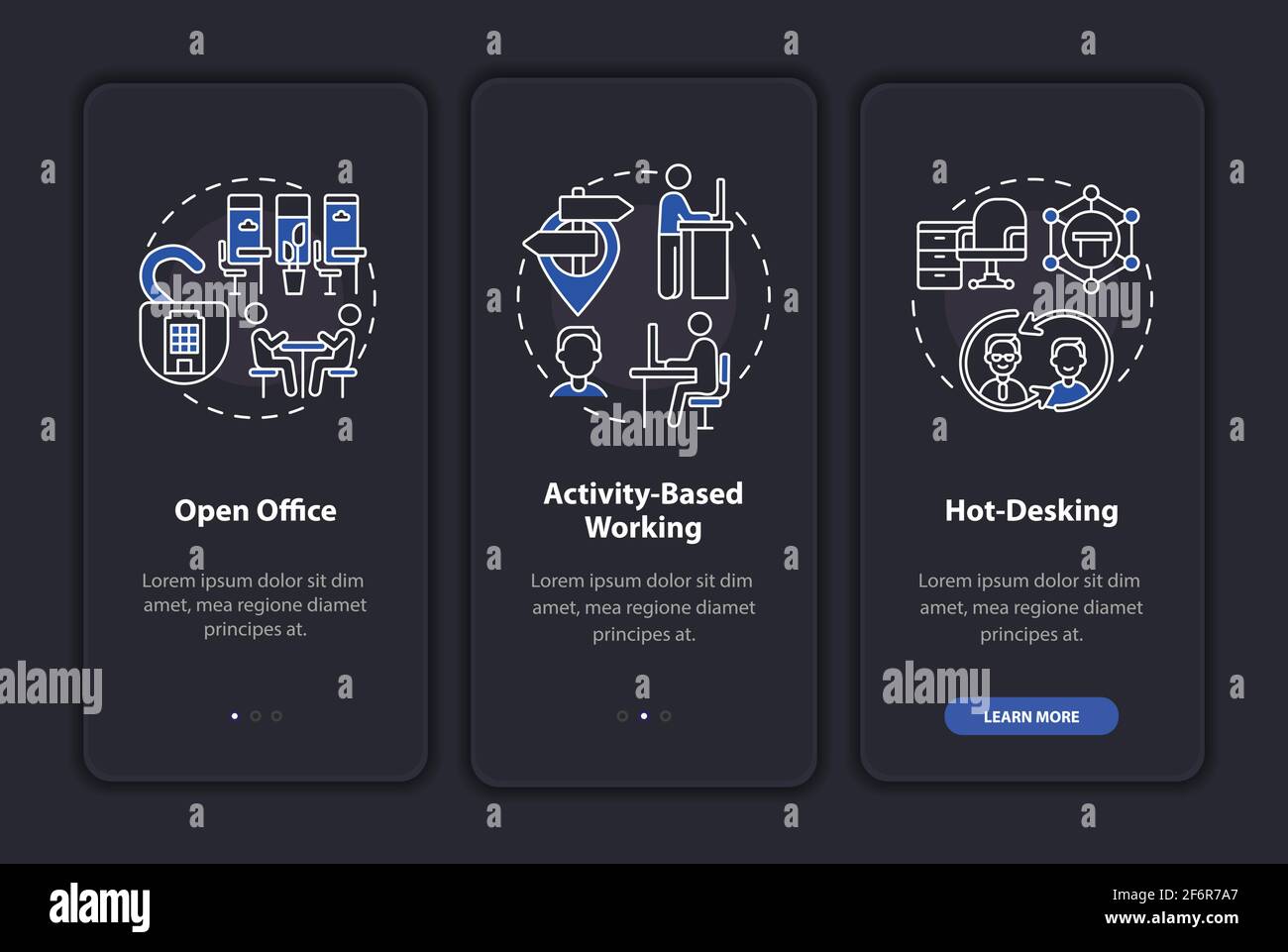 Future worksite environs onboarding mobile app page screen with ...