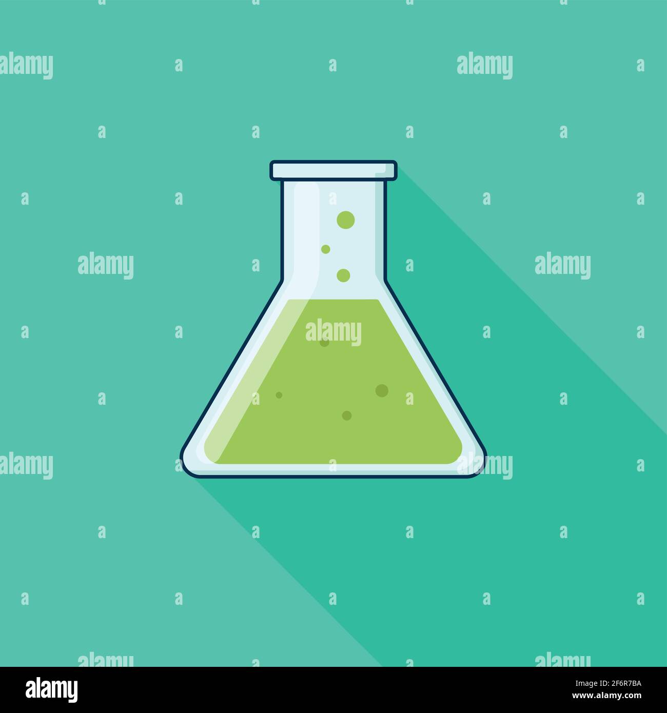 Modern icon laboratory tube, background green and flat style, long shadow Stock Vector