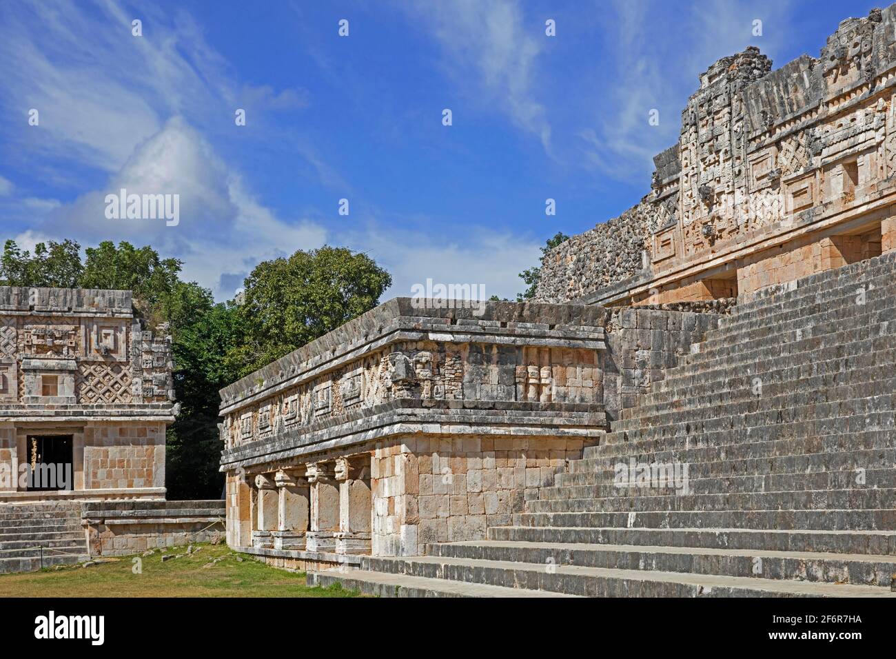 Pre-Columbian Mesoamerican Governor's Palace / Palacio del Gobernador in the ancient Mayan city Uxmal, Yucatán, Mexico Stock Photo
