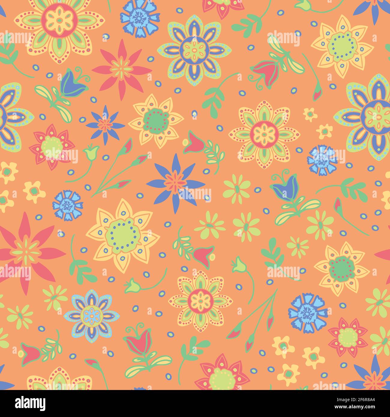 Seamless vector pattern with pastel flowers on light pink background