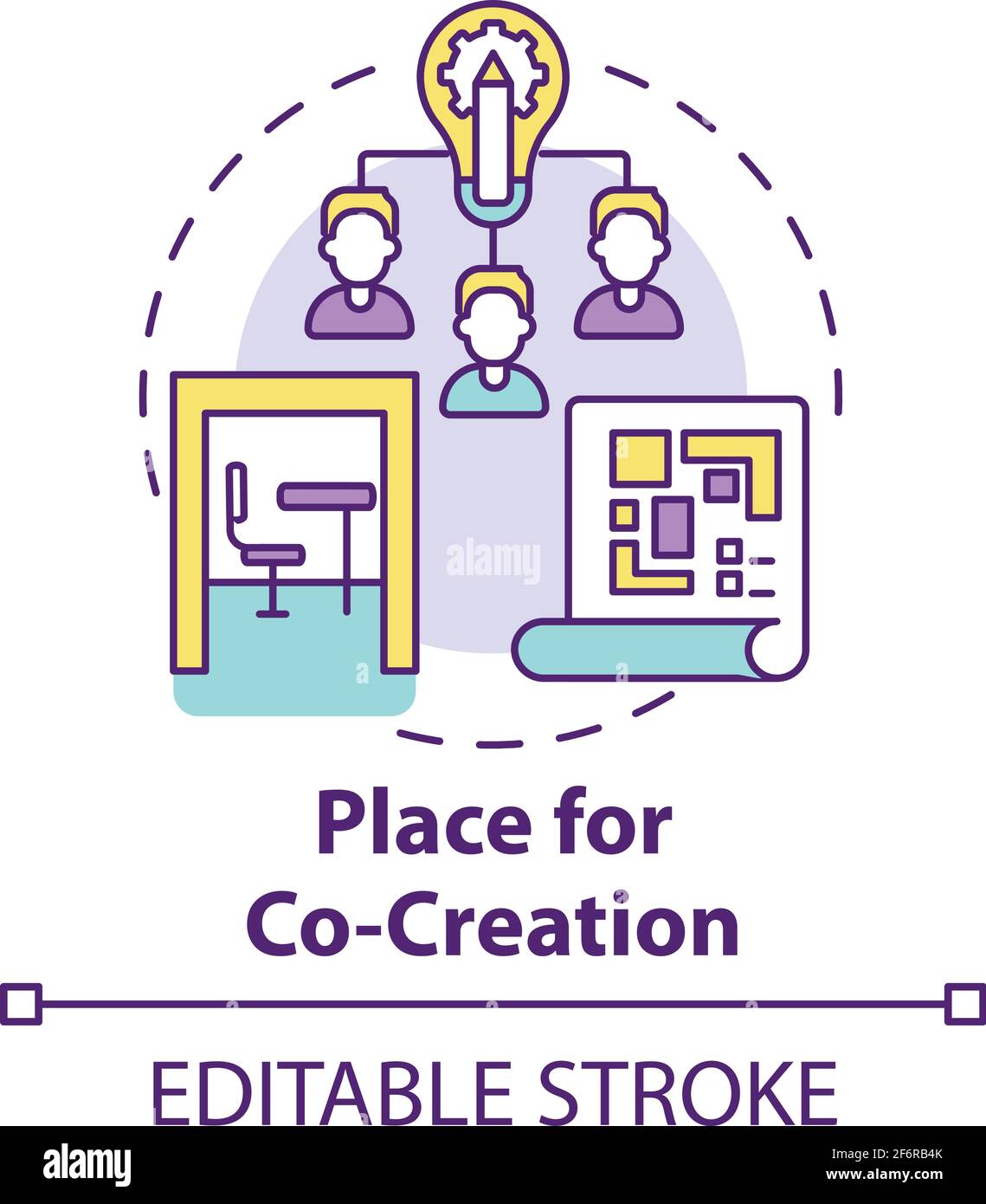 Place for co-creation concept icon Stock Vector