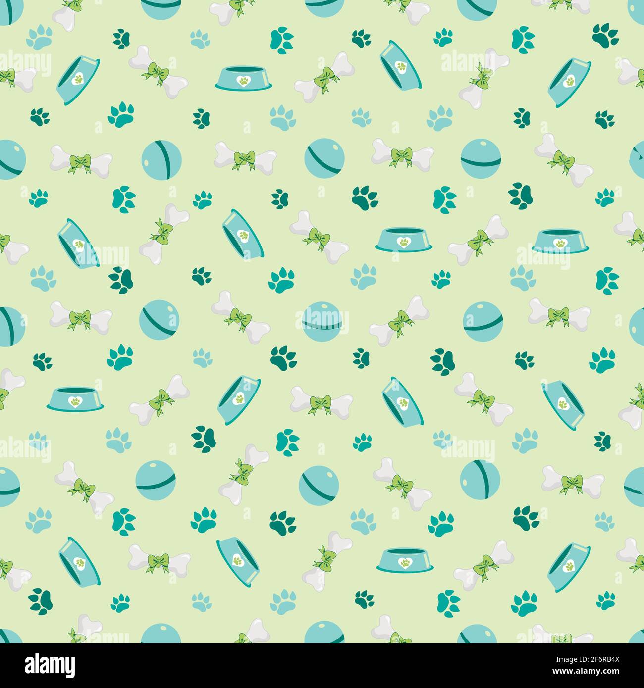 Dog Seamless pattern with bones, steps and bowles Stock Vector