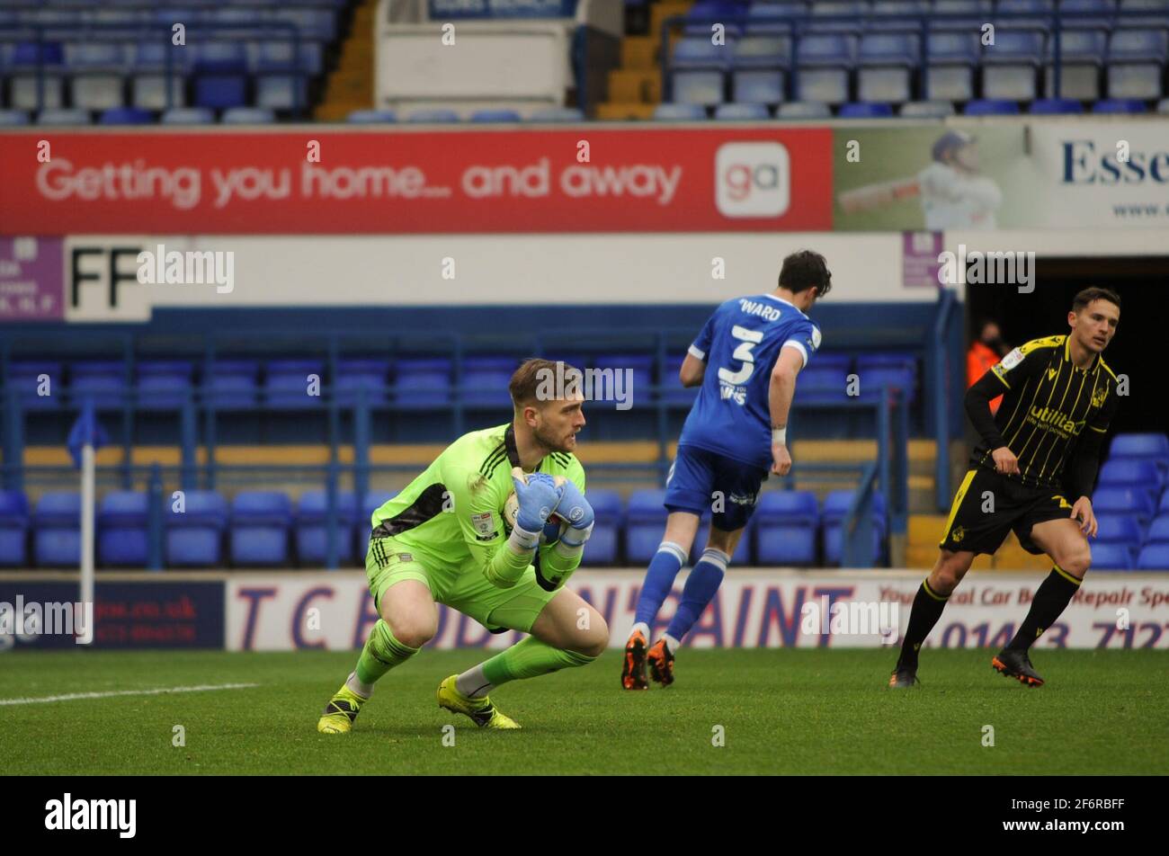 Ipswich, UK. 2nd Apr 2021. Ipswichs Tomas Holy collects the ball during the Sky Bet League 1 match between Ipswich Town and Bristol Rovers at Portman Road, Ipswich on Friday 2nd April 2021. (Credit: Ben Pooley | MI News) Credit: MI News & Sport /Alamy Live News Stock Photo