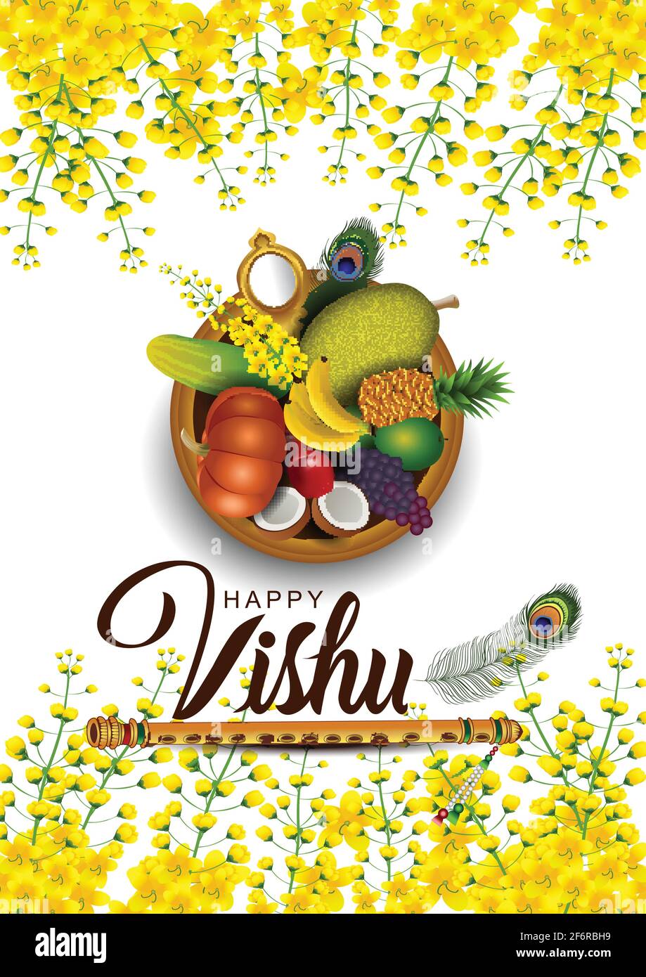 kerala festival happy vishu greetings. vector illustration design Stock Vector