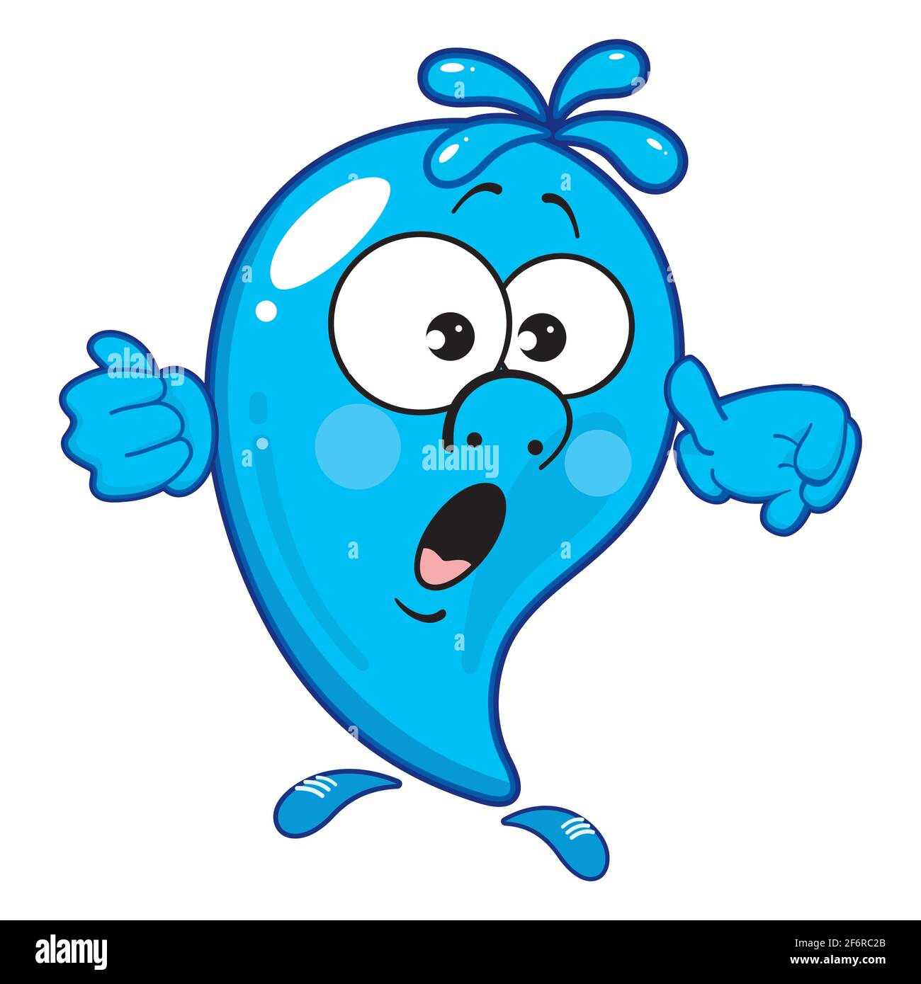 Water Drop Cartoon Mascot Character. Emotions of surprise and confusion